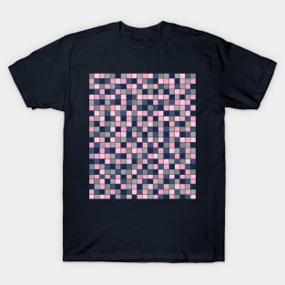 Grey, Blue and Pink Grid T-Shirt